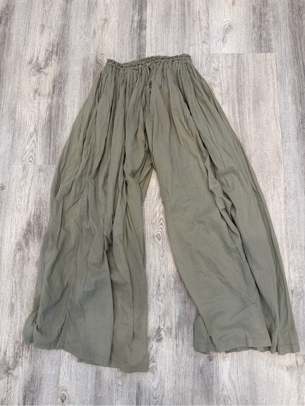 HL Los New York Medium Olive Green Wide Leg Cotton Boho Pants